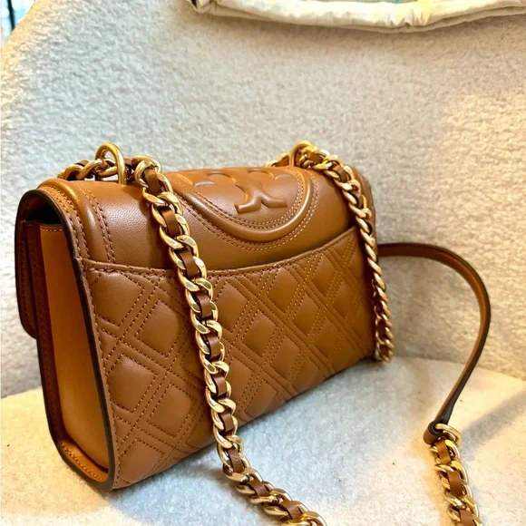 Tory Burch Small Fleming Tan Leather Bag - Picture 2 of 7